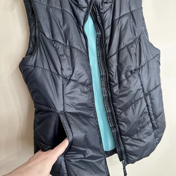 Aeropostale Navy Quilted Puffer Vest L Aqua Lined Lightweight Layering - Picture 7 of 9